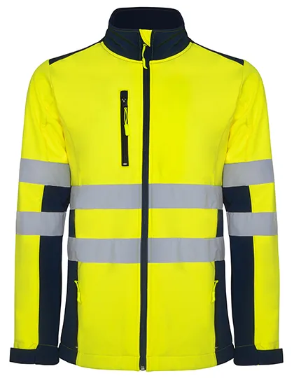 Roly Workwear Antares Softshell-Jacke mit Mikrofleece, Navy Blue 55/Fluor Yellow 221 4XL, RY9303