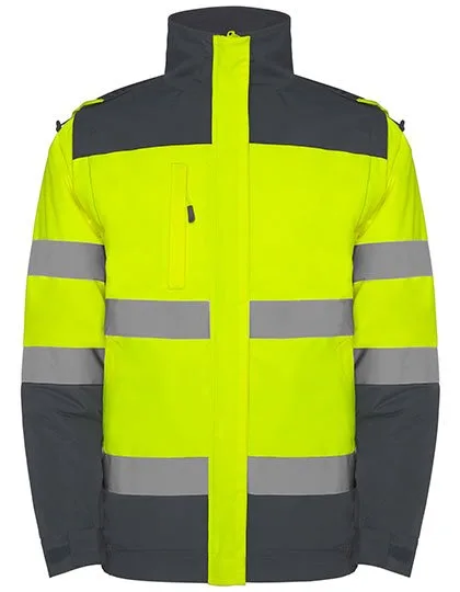Roly Workwear Epsylon Parka mit reflektierenden Details, Lead 23/Fluor Yellow 221 4XL, RY9304