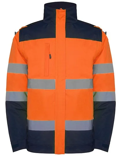 Roly Workwear Epsylon Parka mit reflektierenden Details, Navy Blue 55/Fluor Orange 223 L, RY9304