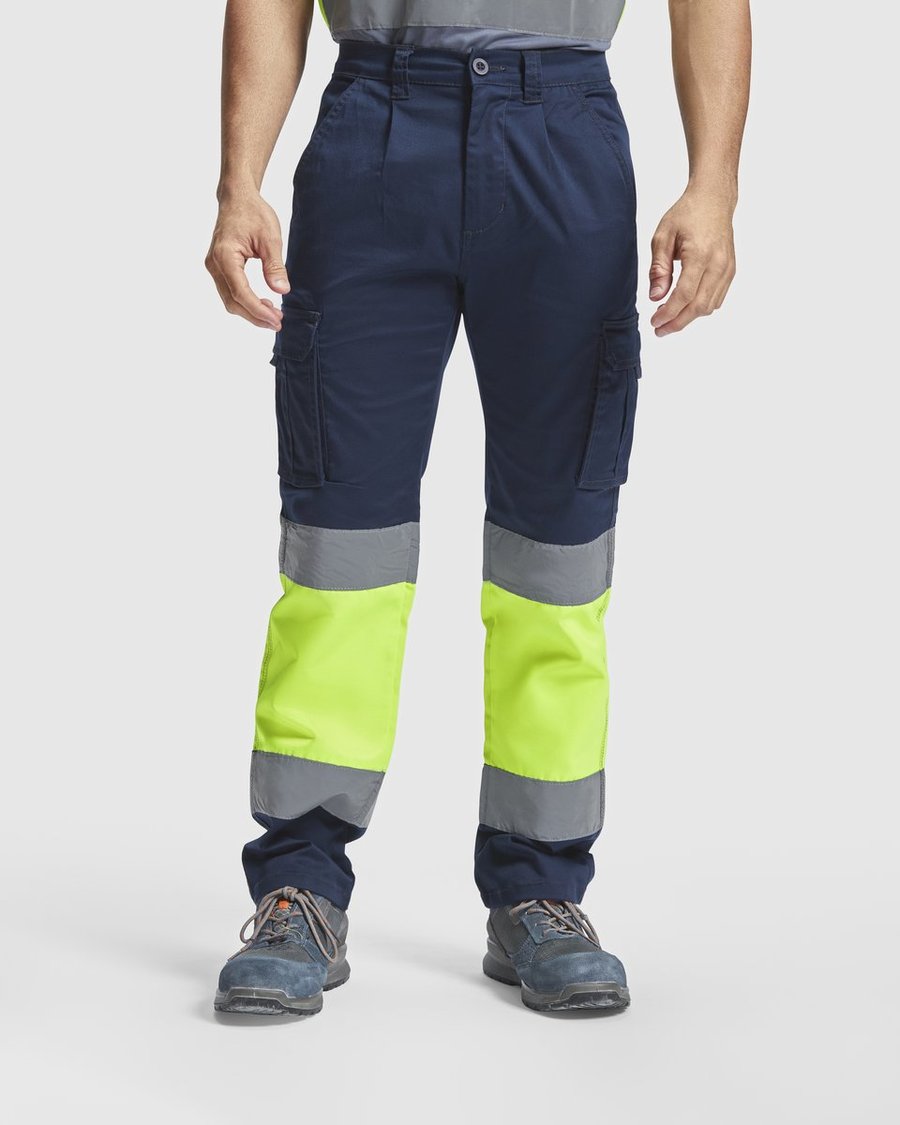Roly Workwear Hi-Viz Kontrasthose Daily Stretch, Garden Green 52/Fluor Yellow 221 38, RY9312