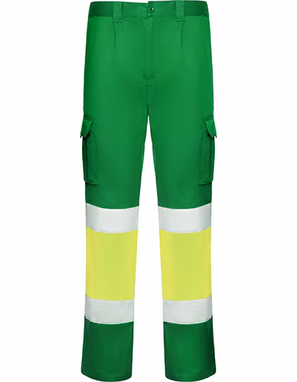 Roly Workwear Hi-Viz Kontrasthose Daily Stretch, Garden Green 52/Fluor Yellow 221 38, RY9312
