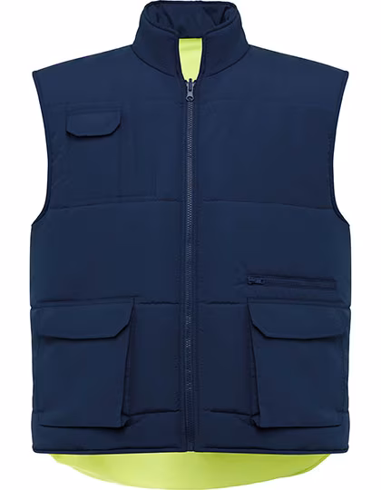 Roly Workwear Gilet de signalisation réversible Persei avec réflecteurs, Navy Blue 55/Fluor Yellow 221 S, RY9313
