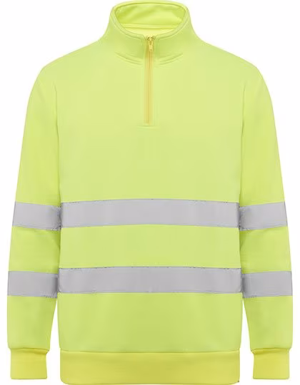 Roly Workwear Hi-Viz Sweatshirt Spica with Zip, Fluor Yellow 221 S, RY9314