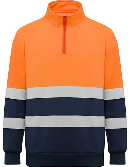 Roly Workwear Hi-Viz Sweatshirt Spica mit Reißverschluss, Navy Blue 55/Fluor Orange 223 M, RY9314