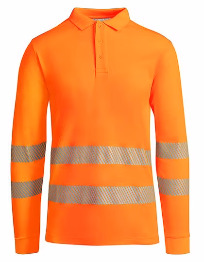 Roly Workwear Langarm-Poloshirt Atrio mit Reflektoren, Fluor Orange 223 S, RY9319