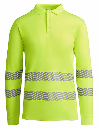 Roly Workwear Langarm-Poloshirt Atrio mit Reflektoren, Fluor Yellow 221 S, RY9319
