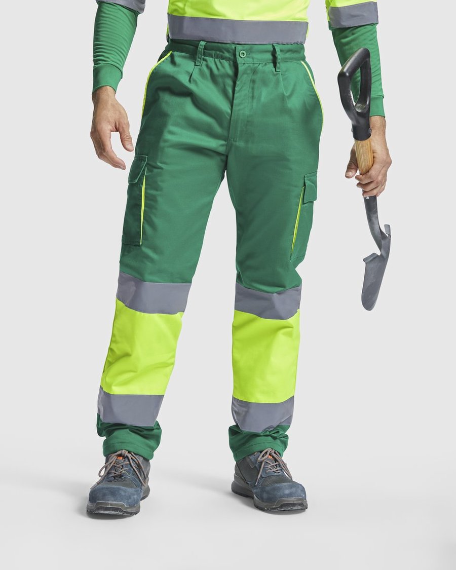 Roly Workwear Gefütterte Arbeitshose Enix mit Fleece, Garden Green 52/Fluor Yellow 221 38, RY9321