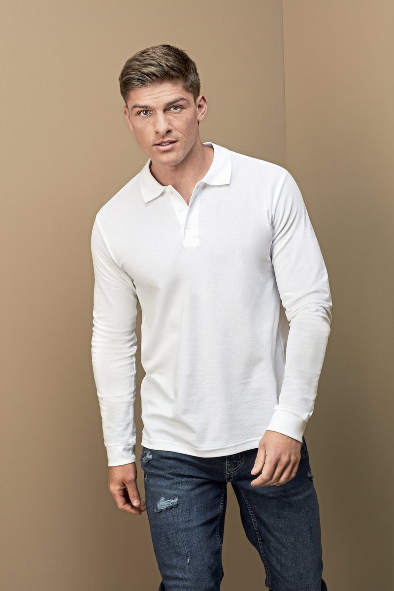 Stedman® Langarm Poloshirt aus ringgesponnener Baumwolle, White S, S540