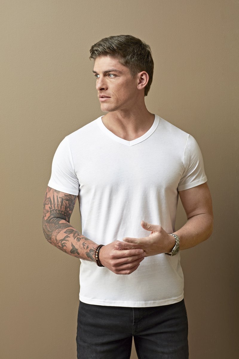 Stedman® V-Ausschnitt T-Shirt aus Baumwolle, White S, S9010