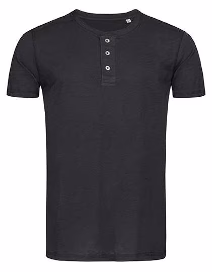 Stedman® Shawn Henley T-Shirt aus Ringspinn-Baumwolle, Black Opal S, S9430