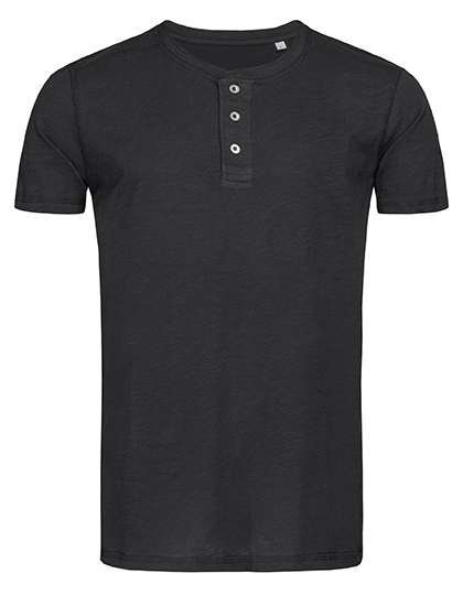 Stedman® Shawn Henley T-Shirt aus Ringspinn-Baumwolle, Black Opal S, S9430
