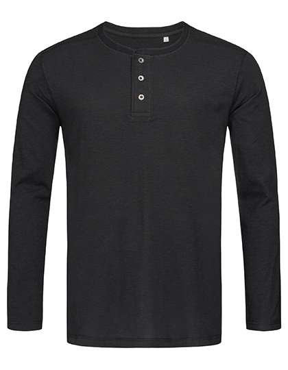 Stedman® Shawn Henley Langarm T-Shirt mit Knopfleiste, Black Opal S, S9460