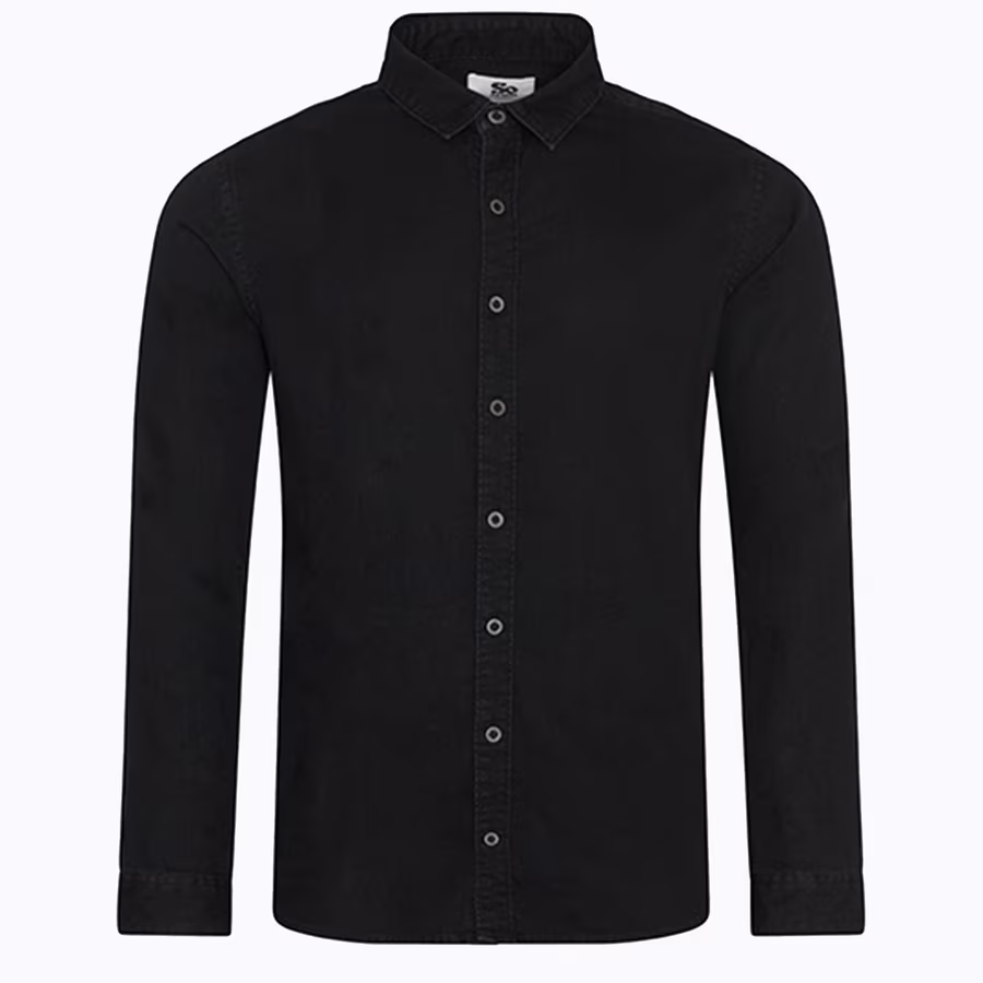So Denim Langarm-Hemd "So Denim" aus Satin, Black S, SD040