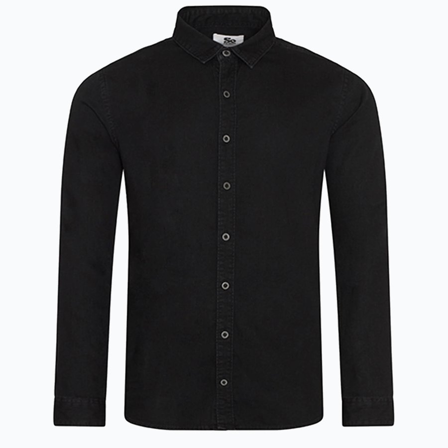 So Denim Langarm-Hemd "So Denim" aus Satin, Black S, SD040