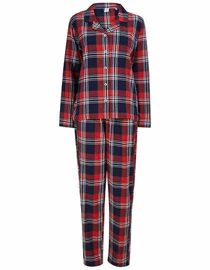SF Women Checked Flannel Lounge Set for Women, Red-Navy Check XS, SF074