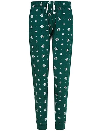 SF Women Schlafanzughose mit Bündchen für Damen, Bottle/White Snowflakes XL, SF085