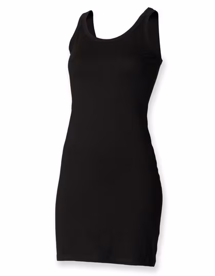 SF Women Robe longue à bretelles spaghetti stretch, Black S, SF104