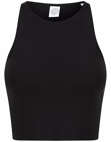 SF Women Bauchfreies Spaghetti-Träger Top mit Racerback, Black S, SF106