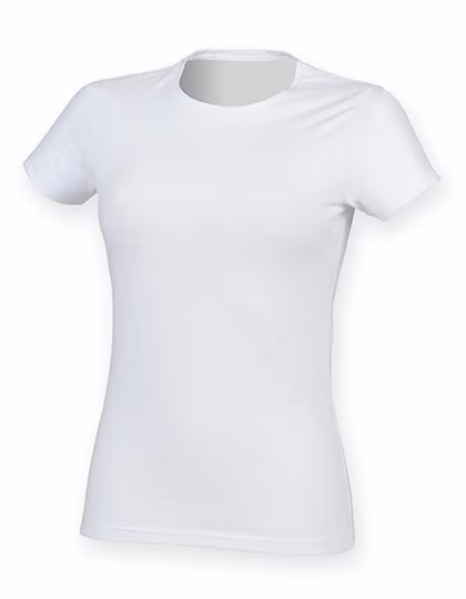 SF Women T-Shirt fashion con taglio lungo, White XS, SF121