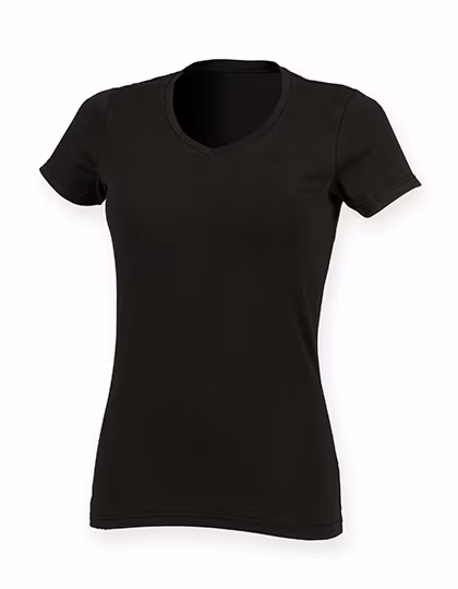 T-Shirt stretch con scollo a V forma lunga da Donna