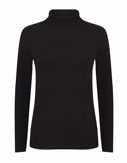 SF Women Rollkragen Langarm T-Shirt für Damen, Black S, SF125