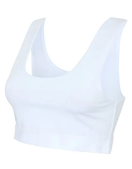 SF Women Bauchfreies Sportshirt mit Jacquard-Band, White/White S, SF236