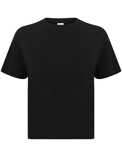 SF Women Bauchfreies, kastiges T-Shirt aus Baumwolle, Black XXS, SF237