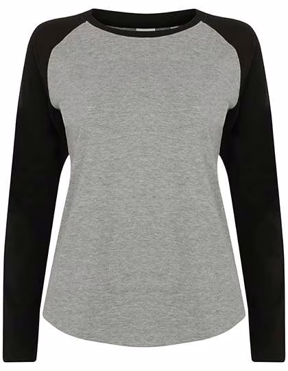 SF Women Baseball-Langarmshirt mit Raglan-Ärmeln, White/Red L, SF271