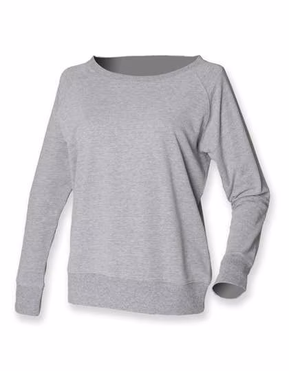 SF Women Raglan Sweatshirt Boat-Neck Meliert für Damen, Heather Grey S, SF513