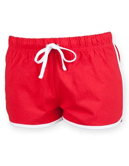 SF Women Retro Shorts made of Cotton with Cuffs for Women, Red/White M, SF69