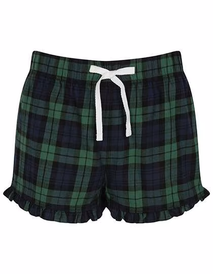SF Women Women's Shorts with Tartan Pattern and Ruffles, Red-Navy Check L, SF82