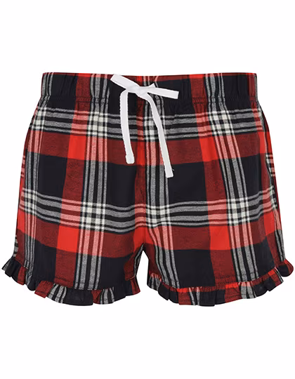 SF Women Damen-Shorts mit Schottenmuster und Volants, Red-Navy Check L, SF82
