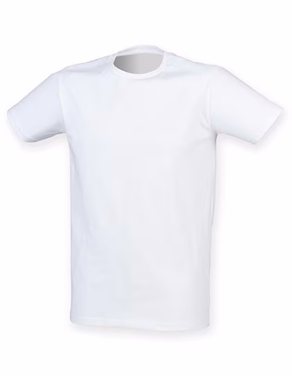 SF Men Modisches Stretch T-Shirt mit Seitennähten, White M, SFM121
