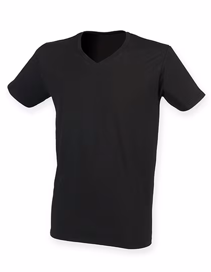SF Men T-shirt stretch col V en Coton, Black XL, SFM122