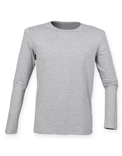 SF Men T-Shirt a maniche lunghe con Stretch e lavaggio enzimatico, Heather Grey S, SFM124