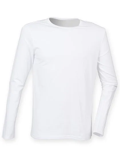 SF Men Langarm T-Shirt mit Stretch und Enzymwäsche, White XL, SFM124