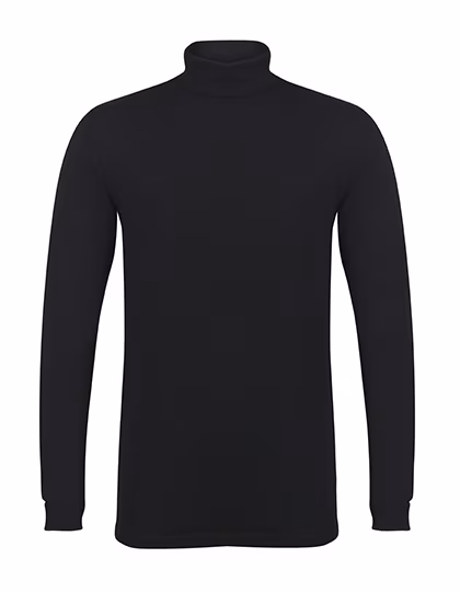 SF Men Long-Sleeve Shirt with Roll Neck and Slim-Fit, Black S, SFM125