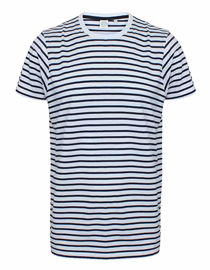 SF Men T-shirt rayé col rond en Coton, White/Oxford Navy S, SFM202