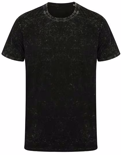SF Men Washed-Look T-Shirt mit Rundhalsausschnitt, Washed Black L, SFM203