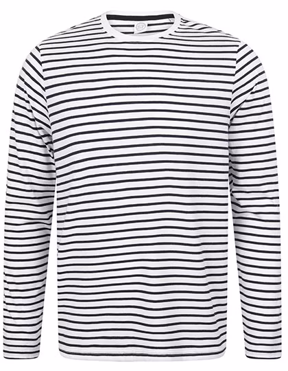 SF Men Langarm T-Shirt Oxford Navy mit Label, White/Oxford Navy XXS, SFM204