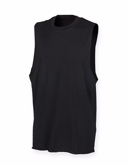 SF Men Sleeveless T-Shirt with Ribbed Neckline, Black S, SFM232