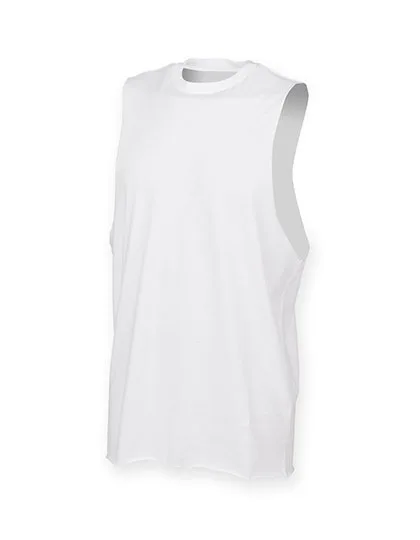 SF Men Sleeveless T-Shirt with Ribbed Neckline, White XL, SFM232