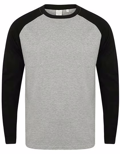 SF Men Langarm Raglan T-Shirt aus Baumwolle, Heather Grey/Black XS, SFM271