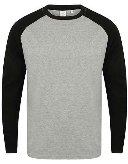 SF Men Langarm Raglan T-Shirt aus Baumwolle, Heather Grey/Black XS, SFM271