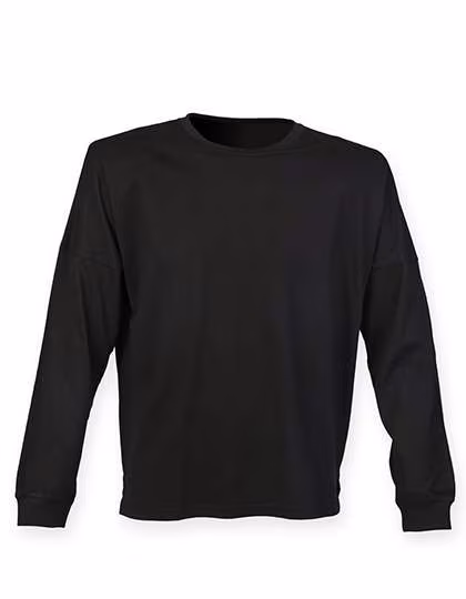 SF Men Übergroßes Sweatshirt mit Sloganprint, Black XXS, SFM514