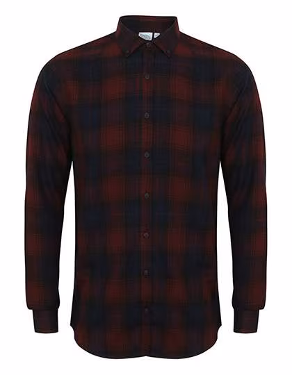 SF Men Twill a quadri taglio Uomo con Button-down, Navy Check L, SFM560