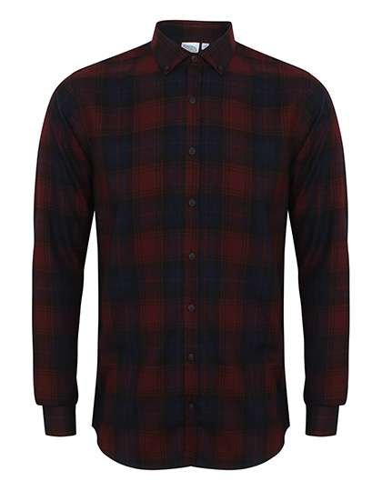 SF Men Karierter Twill Herren-Schnitt mit Button-down, Burgundy Check S, SFM560
