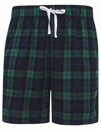 SF Men Short lounge tartan en flanelle de Coton, Red-Navy Check L, SFM82
