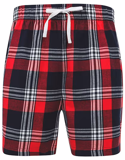 SF Men Tartan Lounge Shorts made of Cotton Flannel, Red-Navy Check M, SFM82