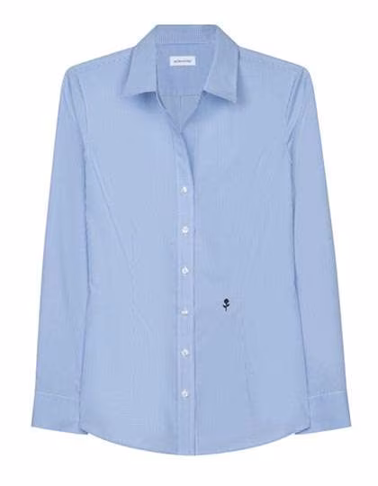 Seidensticker Camicia Slim Fit stiro facile con ricamo, New Check Light Blue - White 32, SN080619